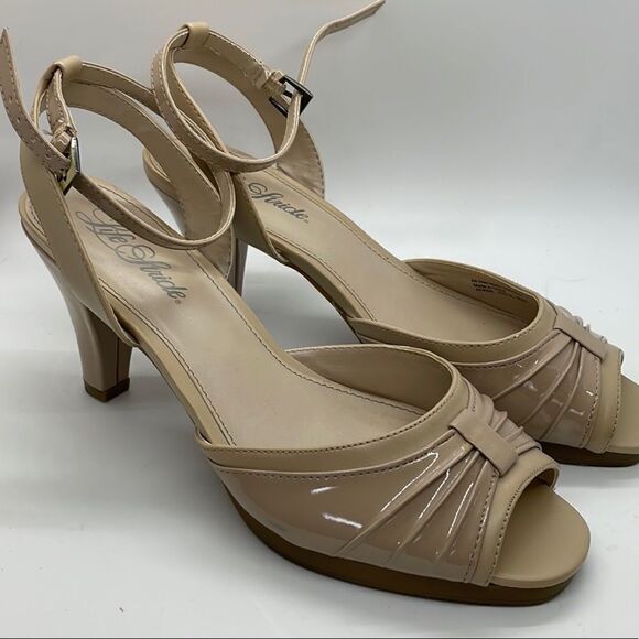 LifeStride Ladies "Acker" Strappy Peep Toe Pump Tan Leather High Heel Sandals - Picture 12 of 12